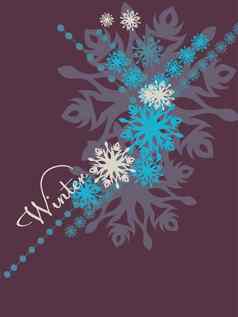蓝色的背景雪花冷冬天卡圣诞节假期