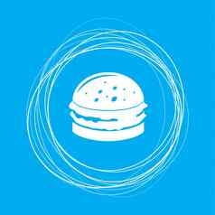 汉堡三明治汉堡图标蓝色的背景摘要圈的地方文本