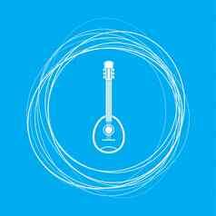 吉他音乐仪器图标蓝色的背景摘要圈的地方文本