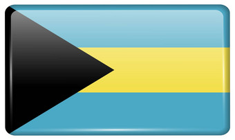 旗帜巴哈马群岛形式磁铁冰箱反射光