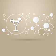 鸡尾酒聚会，派对马提尼图标棕色（的）背景优雅的风格现代设计信息图表