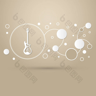 电吉他图标棕色（的）背景优雅的风格现代设计信息图表