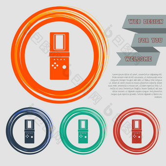 俄罗斯方块图标红色的蓝色的绿色橙色按钮网站设计空间文本