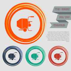 混凝土混合机图标红色的蓝色的绿色橙色按钮网站设计空间文本