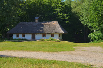 大乌克兰小屋稻草屋顶<strong>木窗</strong>户