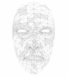 人类脸组成行多边形点