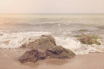 海洋岩石悬崖<strong>景观</strong>不断上升的水旅行灵感保加利亚黑色的海海岸古董健美的图片新浪微博过滤器<strong>效果</strong>太阳阴霾眩光