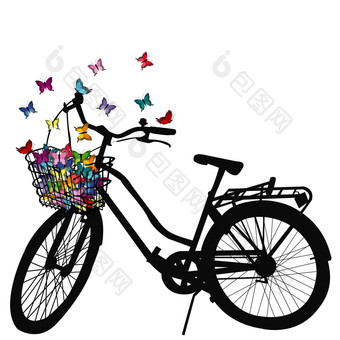 摘要插图自行车轮廓彩色的孤峰