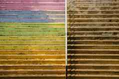 古董垃圾色彩斑斓的楼梯脏混凝土纹理缺点