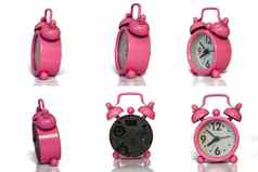 粉红色的古董报警时钟最小的设计角