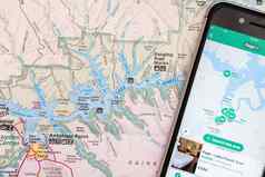 旅行规划聪明的电话旅行地图细节亚利桑那州美国地图湖鲍威尔