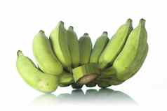 绿色生香蕉白色背景