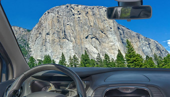 车挡风玻璃视图capitan约塞米蒂国家公园美国