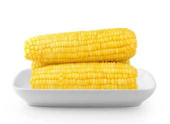玉米白色板孤立的白色背景
