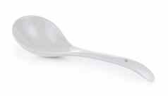 白色空陶瓷勺子白色背景