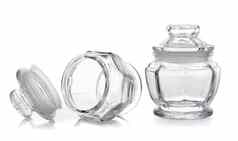 空玻璃Jar孤立的白色背景