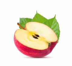 红色的苹果水果片减少孤立的白色背景