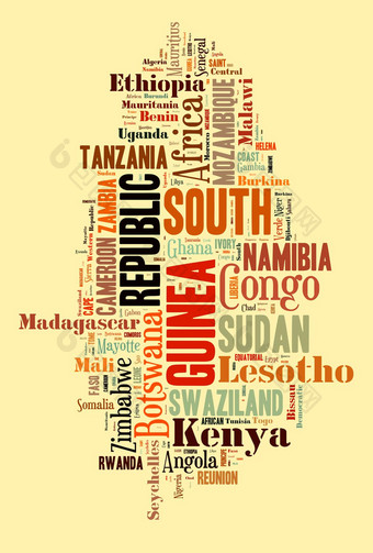 非洲国家单词云