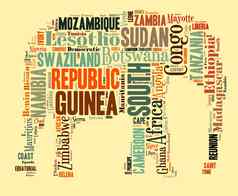 非洲单词云大象形状