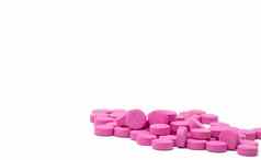 桩粉红色的平板电脑药片孤立的白色背景剪裁路径复制空间制药行业药店背景