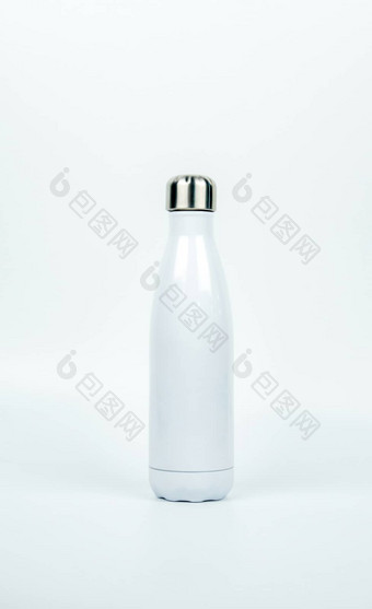 白色热水瓶瓶体育运动设计白色背景复制空间饮料容器咖啡茶瓶