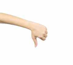 亚洲女人手拇指手标志孤立的白色背景