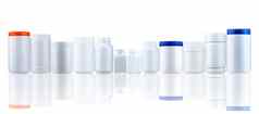 塑料药物瓶容器关闭帽制药行业包装医学瓶大小形状空白标签孤立的白色背景