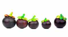 山竹果显示紫色的皮肤孤立的白色背景空间热带水果泰国女王水果亚洲新鲜的水果市场概念自然源丹宁酸氧杂蒽酮