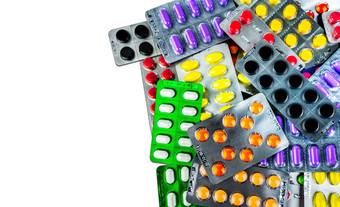 平板电脑药片孤立的白色背景黄色的紫色的黑色的橙色粉红色的绿色平板电脑药片泡包止痛药医学药物偏头痛头疼制药行业