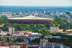 空中视图华沙天际线建筑包括华沙