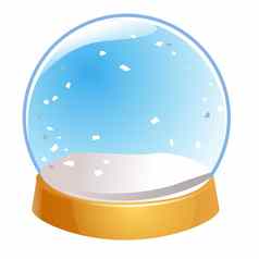 雪全球空孤立的白色背景圣诞节魔法球雪球插图冬天玻璃球水晶圆顶图标