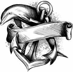 海豚锚绳子古老的象征海插图