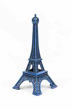 蓝色的埃菲尔铁塔塔模型孤立的白色背景