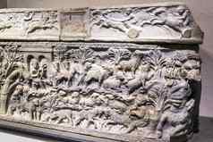 古老的石棺浅浮雕洗澡戴克里先罗马意大利