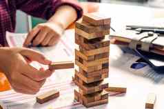 业务风险业务需要规划冥想小心决定减少风险业务游戏画了木块塔
