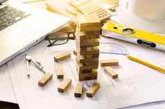 业务风险业务需要规划冥想小心决定减少风险业务游戏画了木块塔