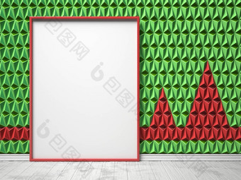 空白图片框架绿色红色的三角背景