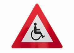 交通标志孤立的男人。轮椅
