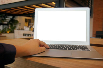 业务女人工作移动PC模拟空白屏幕科技
