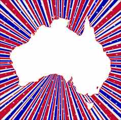 红色的白色蓝色的射线轮廓地图澳大利亚