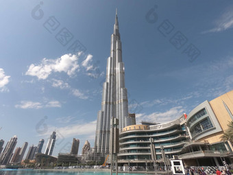 迪拜塔<strong>哈利</strong>法塔视图一天时间世界最高的结构迪拜阿联酋视图迪拜购物中心世界最大购物中心