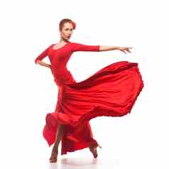 女人舞者穿红色的衣服