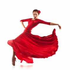 女人舞者穿红色的衣服