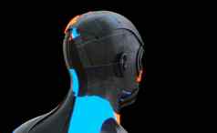 未来主义的机器人黑暗颜色发光的部分