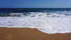 热带海滩海洋波背景沙子蓝色的海夏天海假期