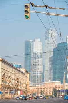 城市街道的观点风景莫斯科城市