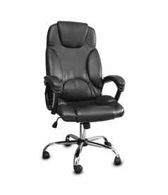 办公室椅子黑色的皮革孤立的白色背景