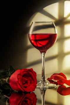 玻璃红色的酒红色的玫瑰