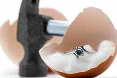 蛋壳牌破碎的锤假的钻石环