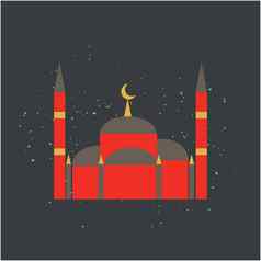 红色的清真寺黑色的背景
